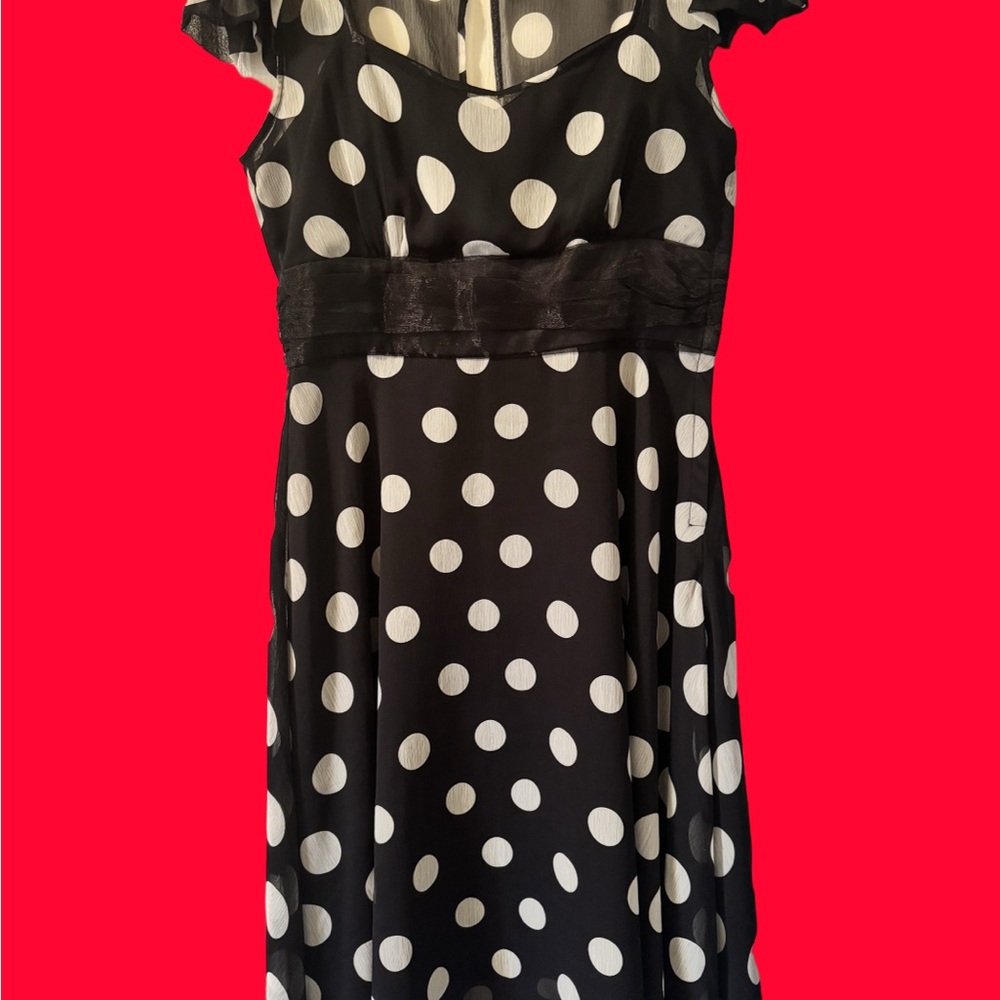 Bettie Page Black Dress with White Polka Dots